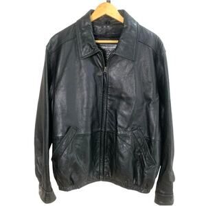 American Classic Colebrook Sz L Men's  Full Zip Leather Bomber Jacket Black